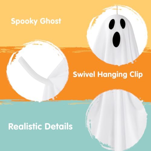 JOYIN 4 Pcs Halloween Party Decoration 27.5" Hanging Ghosts, Cute Flying Ghost for Front Yard Halloween Decorations Outdoor Party Décor and Holiday Decoration