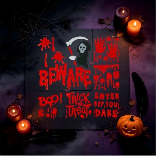 Gift&Fun 6Sheets Halloween Gel Window Clings Decor, 7.9 x 7.9 inches