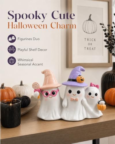 iStatue Halloween Decoration Indoor Ghost Figurine (White Ghost Trio)