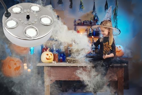 Halloween Party Mist Maker,Ultrasonic Water Pond Fountain Fogger 12 LED Red Yellow and Blue Light Flashes Aluminum Atomizer Air Humidifier for and Rockery Fish Tank Vase Birdbath Deco
