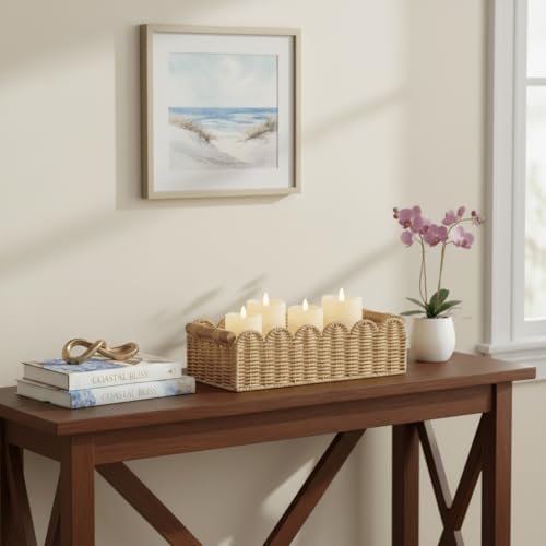 Scalloped Edge Toilet Paper Storage Basket / Beige / 14 x 6.3 x 3.9 / M - In