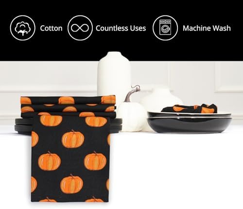 PurpleEssences Pumpkin Cloth Napkins, 18x18 in - Halloween Pumpkin