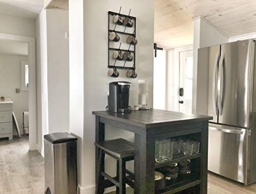 Mug Rack with Sturdy Steel Frame, Matte Black Finish, Removable Rubber Caps, Wall Mounted (Mini ‎14" x 24")