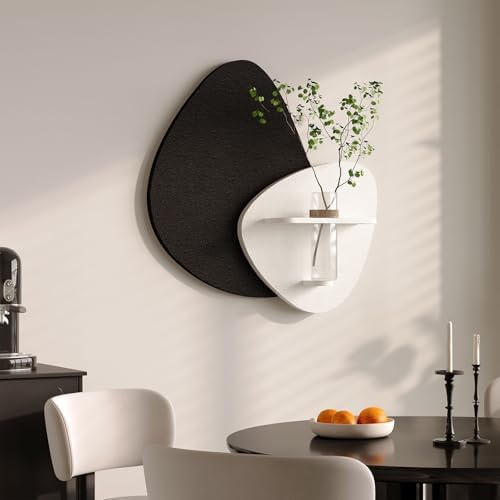 Cuspin 3D Textured Black and White Wall Art with Vase and Shelf, 1 Piece
