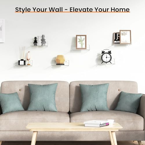 upsimples 6" Acrylic Shelves, Small Shelf for Wall Decor and Display, 6 Pcs