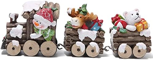 Hodao Christmas Train Decorations Indoor Wood Style Resin Figurine