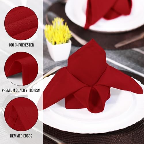 Utopia Home [12 Pack, Red] Cloth Napkins 17x17 Inches, 100% Polyester