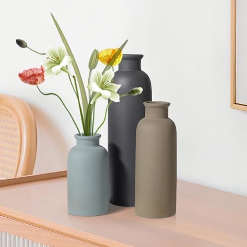 Small Ceramic Vase / Multicolor / Set of 3
