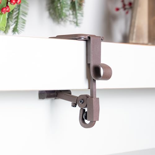 Fireplace Stocking and Garland Hanger with Two Hooks (3 Pack - Brown)
