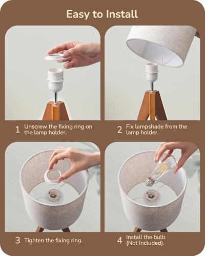 EDISHINE Tripod Table Lamp, Small Cute Bedside Lamp, 14.2 Inch, E26 Base