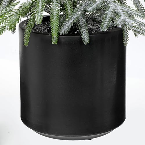3FT Snow Flocked Artificial Norfolk Pine Tree in Pot, Real Touch Artificial Topiary Tree Small Faux Tabletop Christmas Tree for Front Porch Kitchen Home Indoor Outdoor Decor