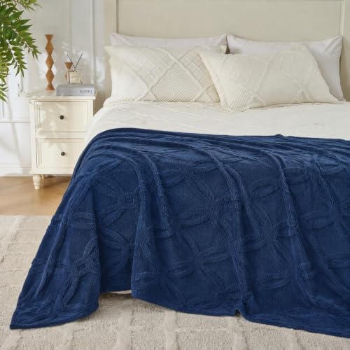 Navy Throw Blanket - Soft & Fluffy Fleece, Cute & Aesthetic, Perfect for Sofa, Couch, Chair, Bed, Living Room &