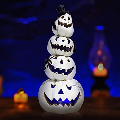 Hodao Halloween Decorations Indoor White Stacked Pumpkin Table Decor