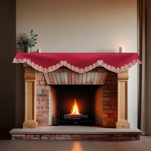 Decozen Mantel Scarf for Fireplace, Mantle Runner Cover Christmas Holiday Fireplace Decor Mantel Decoration Housewarming Gift