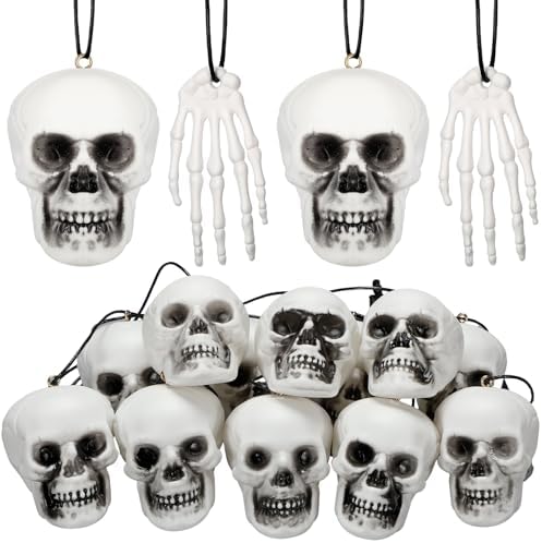 Poen 24 Pcs Halloween Horror Skull Skeleton Hanging Tree Ornament