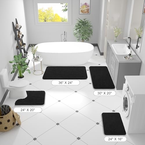 OLANLY Bathroom Runner Rugs 40x24, Extra Soft Absorbent Chenille Bath Rugs