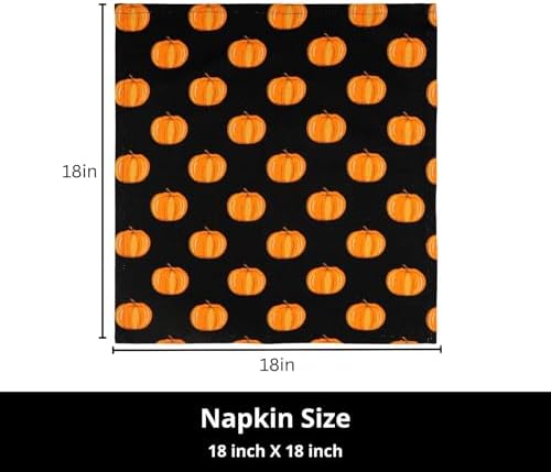 PurpleEssences Pumpkin Cloth Napkins, 18x18 in - Halloween Pumpkin