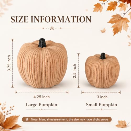 RattanView 2 Pack Pumpkin Fall Decor, Faux Pumpkin for Farmhouse Home Decor