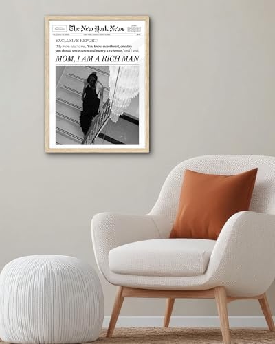 EcoHest 16x20 in Mom I Am a Rich Man Newspaper Framed Wall Art
