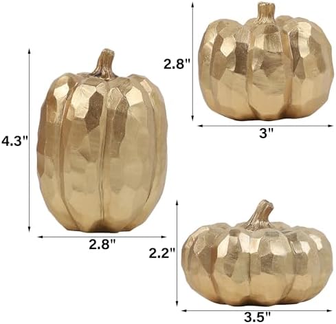 winemana 3 Pack Gold Fall Pumpkin Decor Fall Table Centerpieces for Home