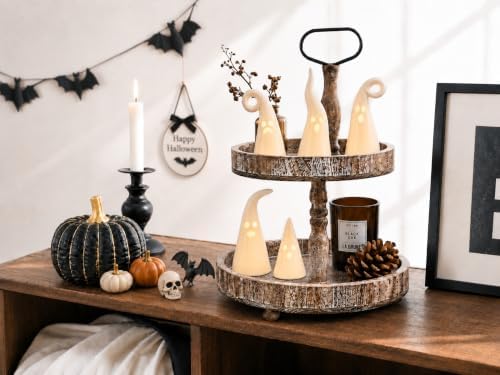 Parsin 5 PCS Ceramic Ghost Light Up Decor, Cute Halloween Decor