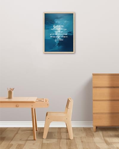 KensTro 12x16 Oak Framed Jeremiah 33:3 Christian Wall Art