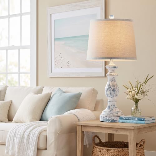 PARTPHONER Traditional Table Lamp Set of 2, Rustic Farmhouse Table Lamps for Living Room Bedroom, 27" Bedside Desk