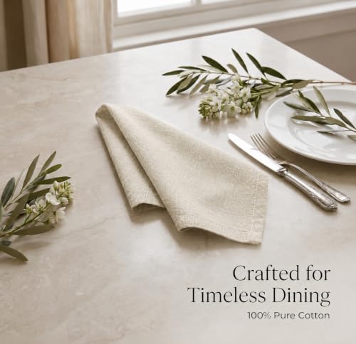 Urban Villa Cloth Napkins Cotton 20x20 (Set of 12) Beige/White