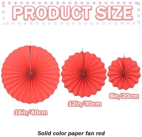 JEYE Black Hanging Paper Fans Party Decoration Set Wall Background Ceiling Hanging Decor for Birthday Graduation Halloween Party, Mix Set of 6pcs