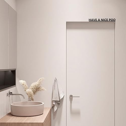 Have A Nice Poo Funny Bathroom Door Sign & Restroom Wall Art - Rust-Resistant Metal Decor with Humorous Quotes | Black Matte Door Topper Decor for Home Toilet | 11.8''x1.2'' Easy Mount Bathroom Signs