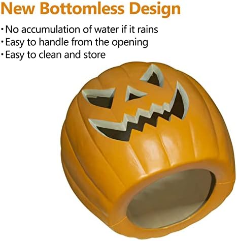 2Pack Jack O Lanterns - Large Halloween Pumpkin Lantern with Pre-lit LED Bulbs - Gaint Indoor/Outdoor Light Up Pumpkins for Halloween Decoration in Garden Patio Front Door Decor