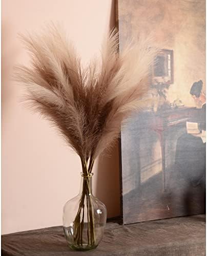 Large Artificial Pompous Grass Branches for Floor / 3.1 Inch / Set of 9