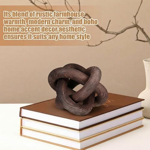 Yalikop 3 Link Wood Knot Decor Rustic Table Shelf Accents, Black Walnut