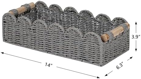 CubesLand Scalloped Toilet Paper Storage Basket W/Handle for Home Decor