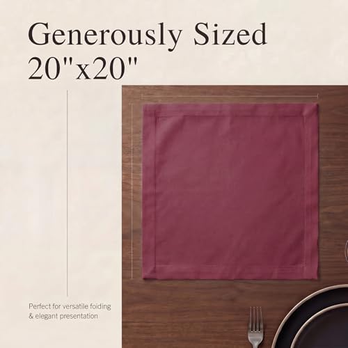 Urban Villa Cloth Napkins 100% Cotton Highly Absorbent Washable Durable Reusable Premium Dinner Napkins Ideal for Gifts for Mothers Day Hotel Farmhouse Parties - Purple (20" x 20", Set of 12)