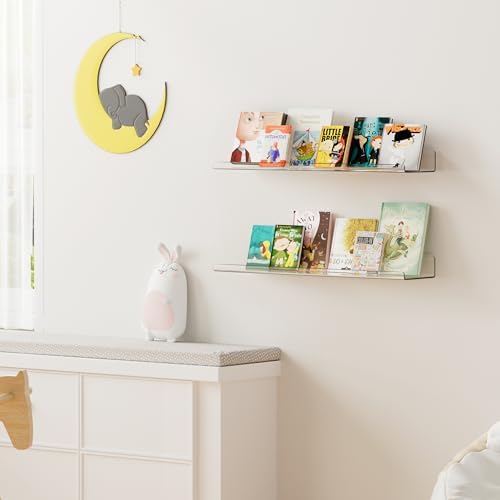 upsimples 23.6" Acrylic Shelves for Wall Storage and Organizer, 2 Pcs