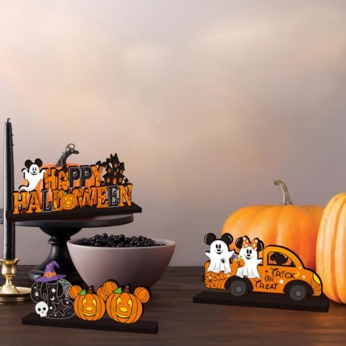 4pcs Halloween Table Decorations Mouse Wood Centerpieces