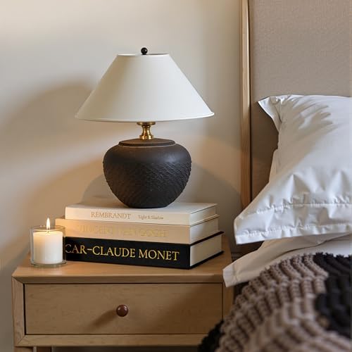 JARLINK Aesthetic Decorative Books, Set of 3 Linen Faux Book Boxes, Black