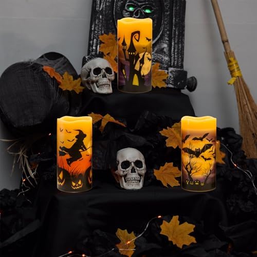 Rechargeable Halloween Flameless Candles with 6 Hour Timer