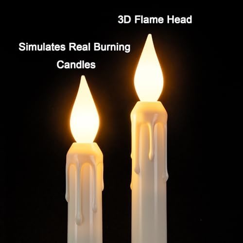 6 Pcs Sensor Dawn to Dusk Window Candles, Flickering Battery Candles for Windows, Ultra Bright Fake Candle Lights with Black Holders, Led Candlesticks for Xmas Home Decor, White Light