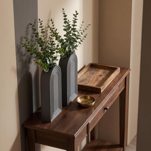 Dnnnii 2 Pack Wooden Wall Vase Set - Gray Finish Modern Farmhouse & Boho Wall Decor for Entryway, Hallway, Bathroom