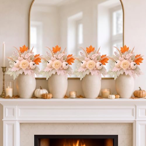 Yinder 4 Pcs Fall Decor Artificial Pumpkin Flower Stems Picks