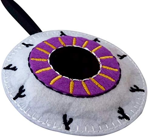Halloween Ornaments - Set of 6 Plush Felt Handmade Decor - Broom, Jack-o'-Lantern, Frankenstein, Witchcraft, Eyeball, RIP Tomb Design - Halloween Ornaments for Tree