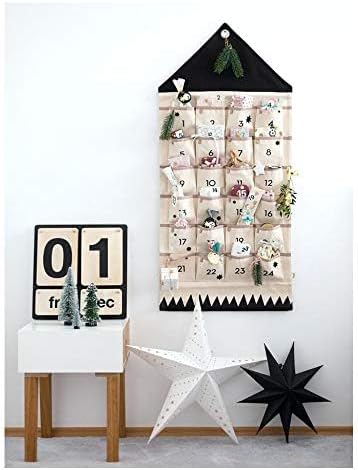 STKMELON Christmas Advent Calendar with Pockets Wall Hanging Bag for Home Xmas Countdown Decoration(Countdown to Christmas)