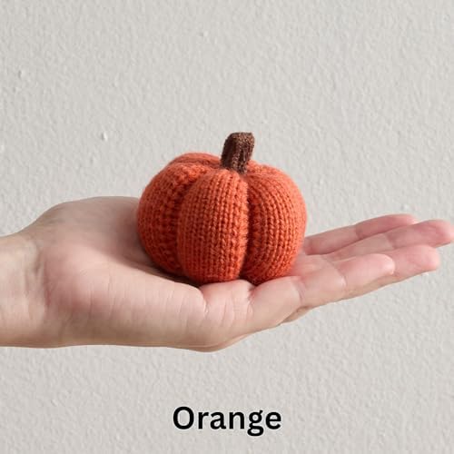 Set of 5 Mini Knit Pumpkins, Sunset Orange Gold Rust (Sunset 2.5 Inch Set)