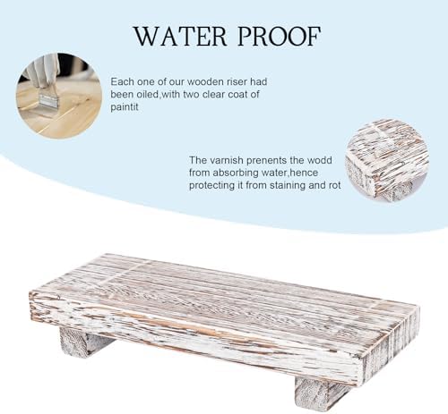 Small Wood Tray Pedestal Stand Farmhouse Bathroom Decor Decorative / Retro White / 8.7 x 3.6 x 1.6