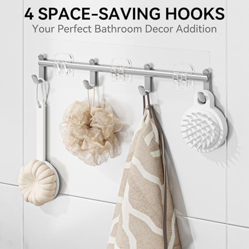 YASONIC Shower Caddy Adhesive, Rustproof Shower Organizer with Soap Holder, Large Capacity Shower Shelves for Inside