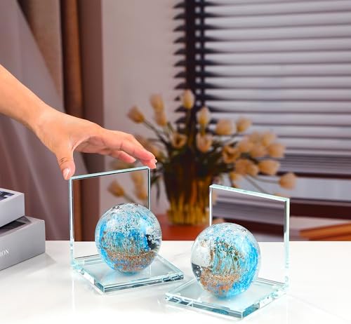 Glass Bookends / Book Ends / Light Blue