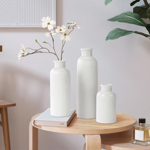 Small Ceramic Vase / White / Set of 3