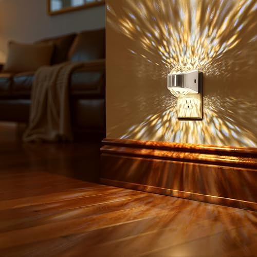 Briignite Night Light, Sliver Projector Night Lights Plug into Wall 2 Pack